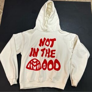 Mood Swings “Not in the Mood” White Hoodie with Red Print - Men’s Size Small